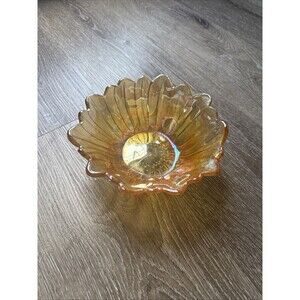 Vintage Iridescent Marigold Carnival Glass Indiana Lily Pons Sunflower  Bowl